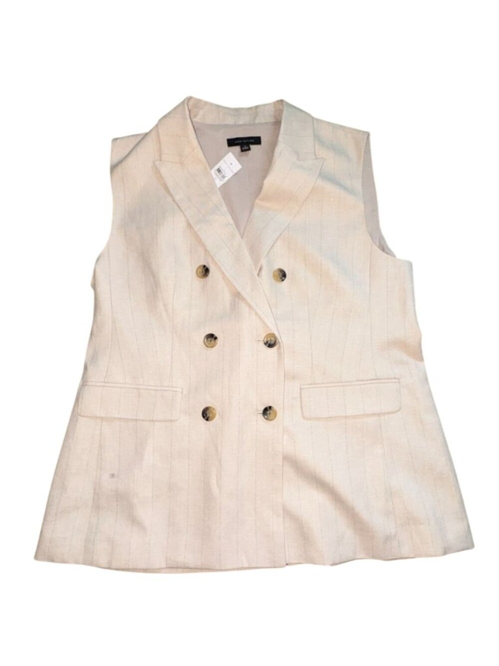 Ann Taylor Pin Striped Double Vested Breast-Tan-Size 14-NWT